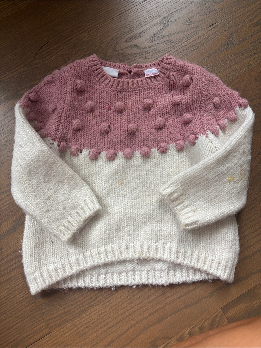 Zara Girls' Two-Tone Pom-Pom Knit Sweater
